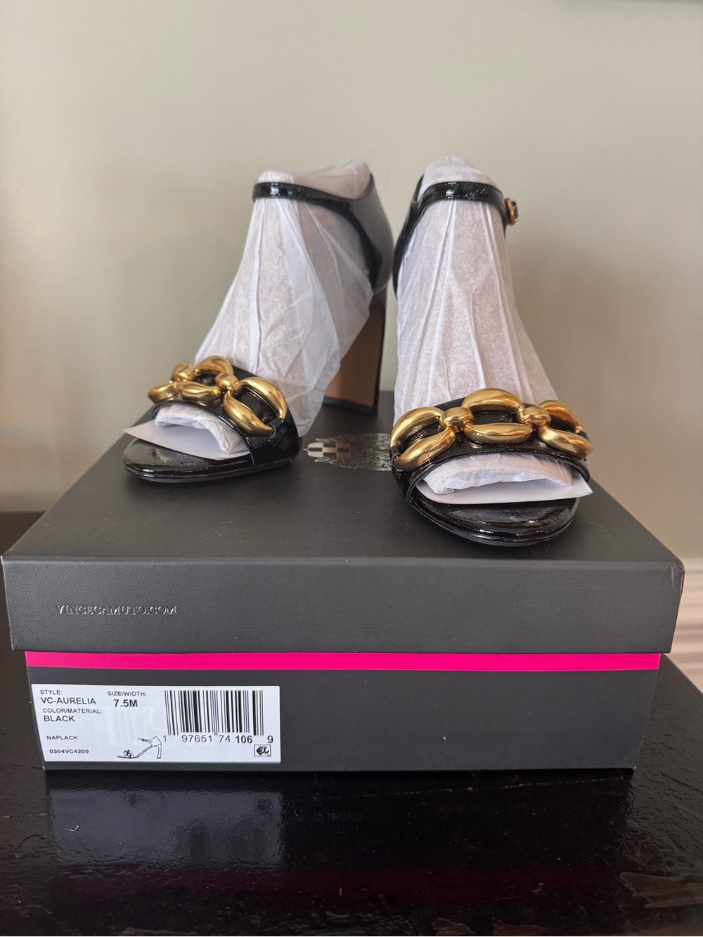 Vince Camuto Aurelia Ankle Strap Sandal in Black Patent Leather NIB - Picture 9 of 10